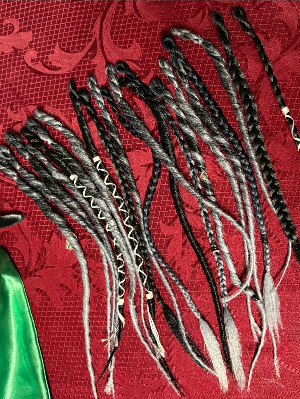 Black to Gray ombre dreadlocks & braids extensions, SE dreads extension
